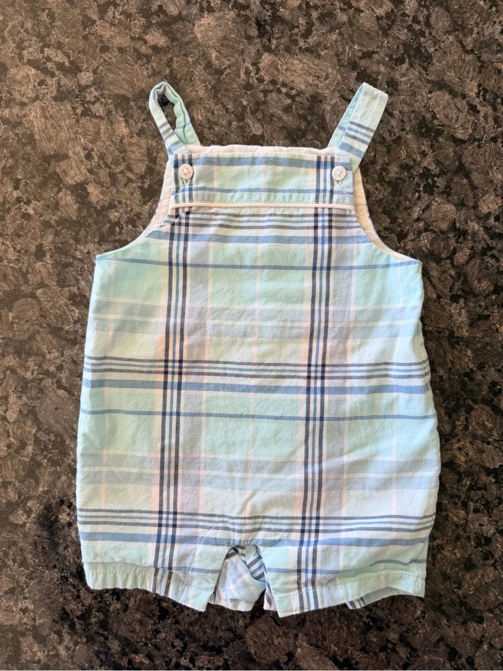 3/$25 Janie and Jack Baby Boy Plaid Shortall Romper Set 3-6M Preppy Old Money